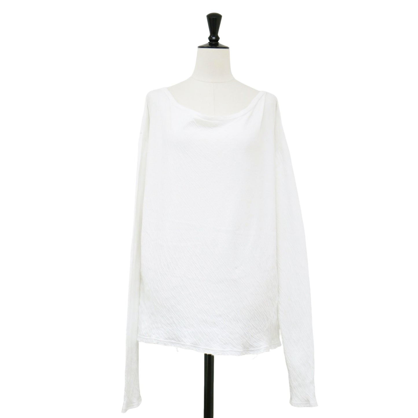 ダブルガーゼ ロンT / Tシャツ カットソー 長袖 ボートネック カットオフ コットン