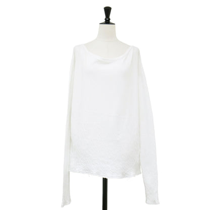 ダブルガーゼ ロンT / Tシャツ カットソー 長袖 ボートネック カットオフ コットン