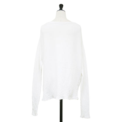 ダブルガーゼ ロンT / Tシャツ カットソー 長袖 ボートネック カットオフ コットン