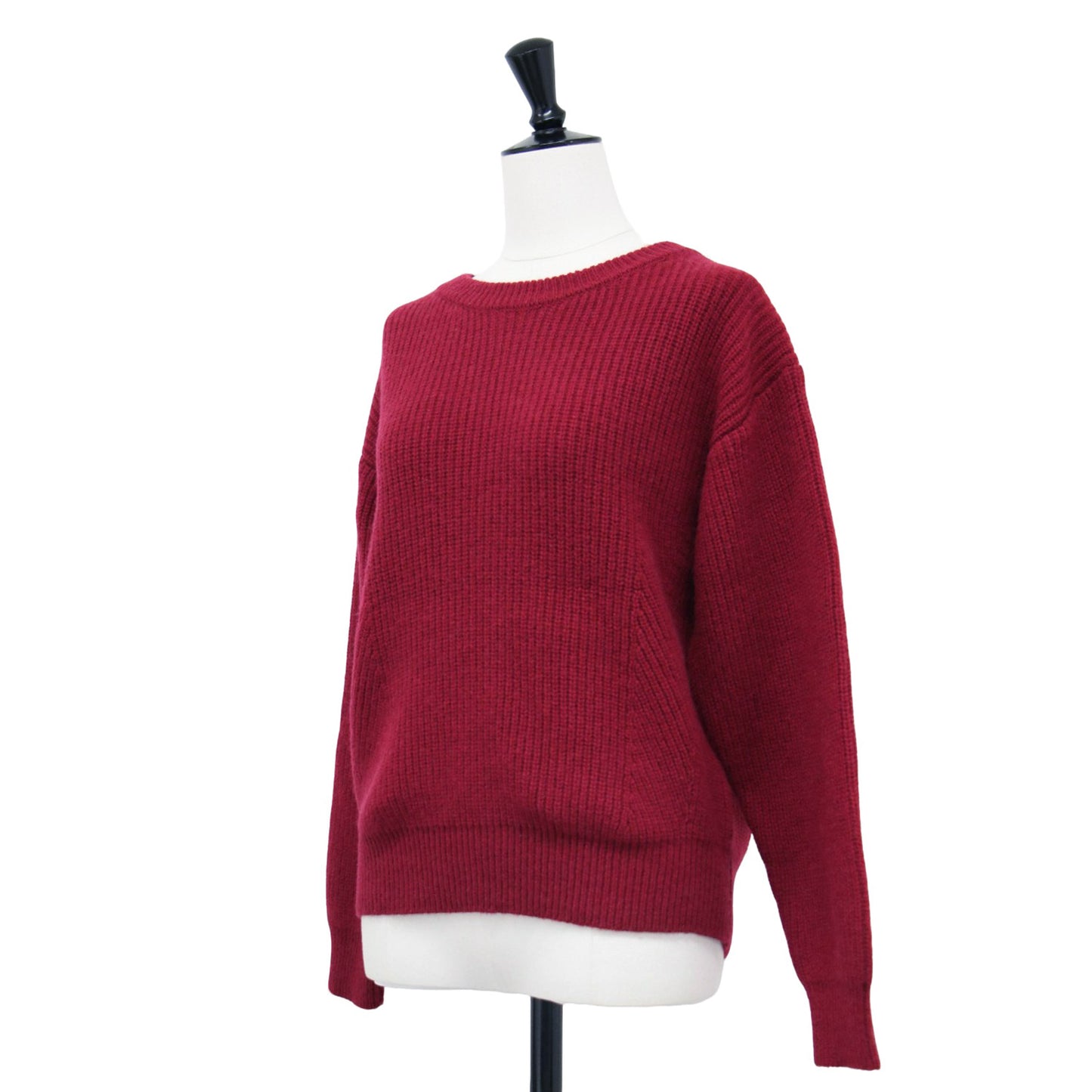 24秋冬 モンゴリアン ウール クルーネック ニット / プルオーバー ショート丈 長袖 ドロップショルダー ウール