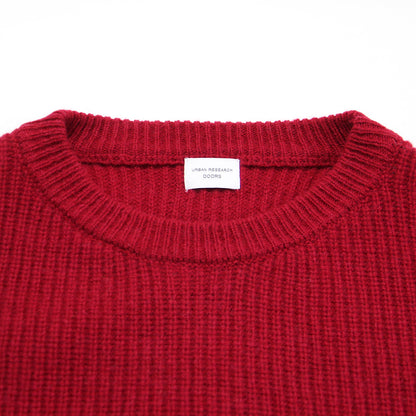 24秋冬 モンゴリアン ウール クルーネック ニット / プルオーバー ショート丈 長袖 ドロップショルダー ウール