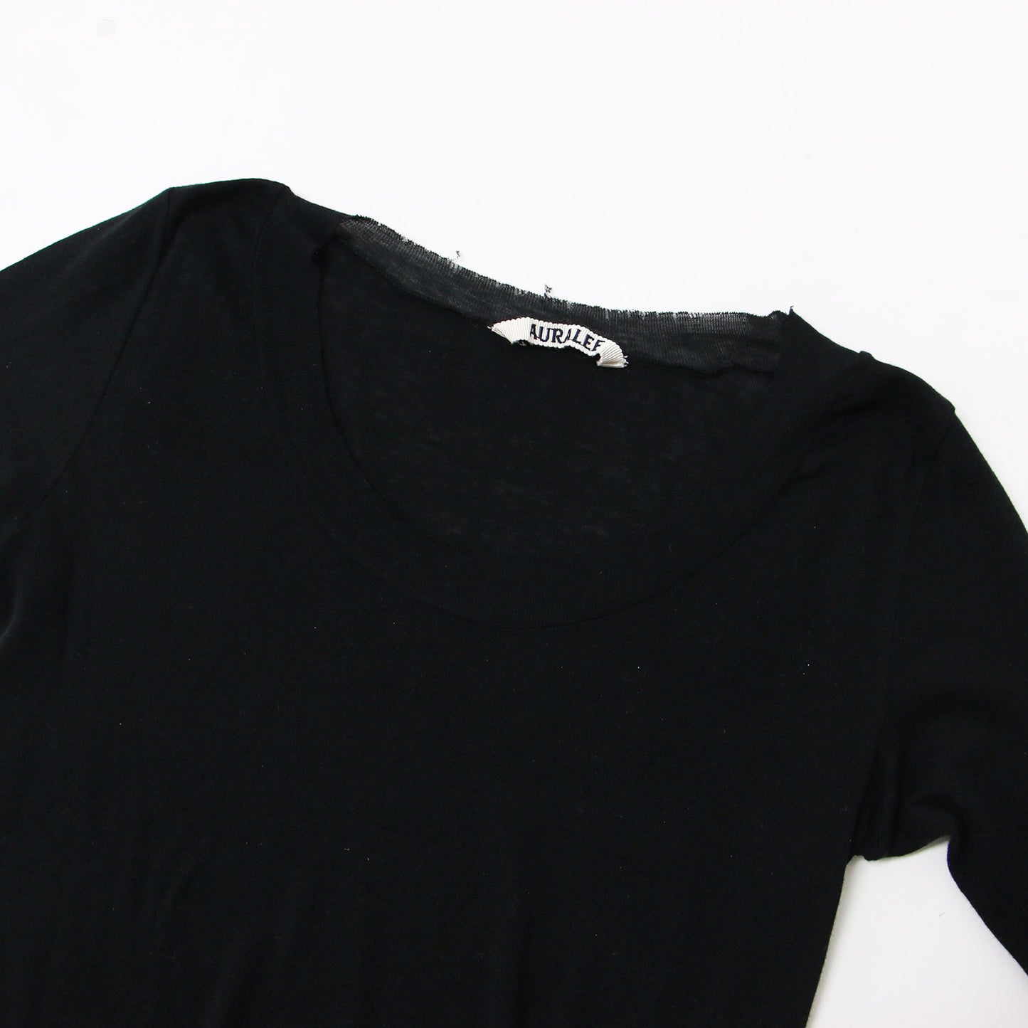 シアー ロングスリーブ Tシャツ / クルーネック 長袖 コットン カットソー