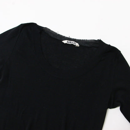 シアー ロングスリーブ Tシャツ / クルーネック 長袖 コットン カットソー