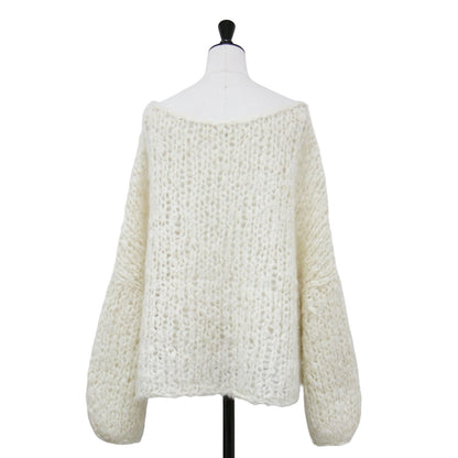 22秋冬 ハンドニット ジャンボタム ニット / HAND KNIT 長袖 ラウンドネック ワイド モヘヤ ウール