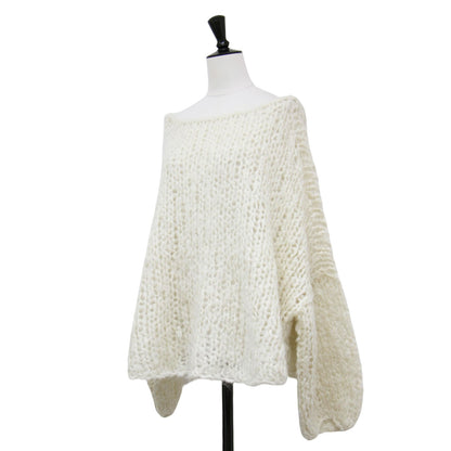 22秋冬 ハンドニット ジャンボタム ニット / HAND KNIT 長袖 ラウンドネック ワイド モヘヤ ウール