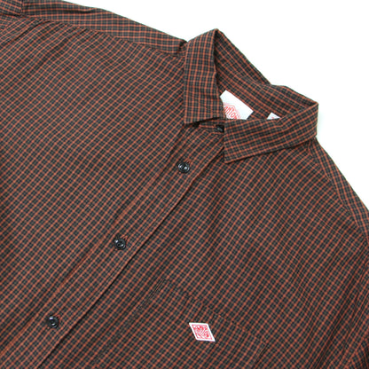 チャック柄 ロング シャツ ワンピース / 長袖 コットン ツイル