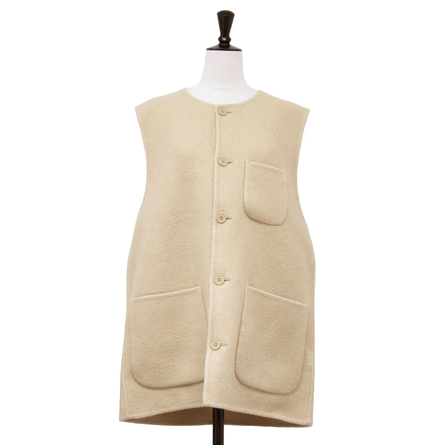 24秋冬 ウール アンゴラ リバー ベスト / brushed napping rever vest ミドル丈 クルーネック