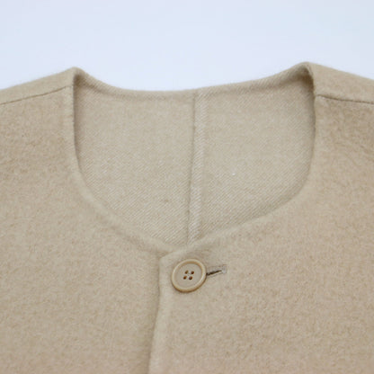 24秋冬 ウール アンゴラ リバー ベスト / brushed napping rever vest ミドル丈 クルーネック