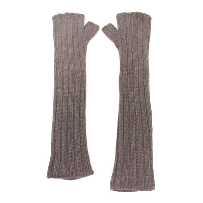 24秋冬 カシミヤ アームウォーマー / グローブ 手袋 ニット フィンガーレス リブ