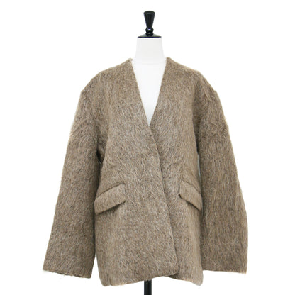 23秋冬 RIAM シャギー コート ジャケット / ショート丈 Vネック 長袖 ウール アルパカ モヘヤ