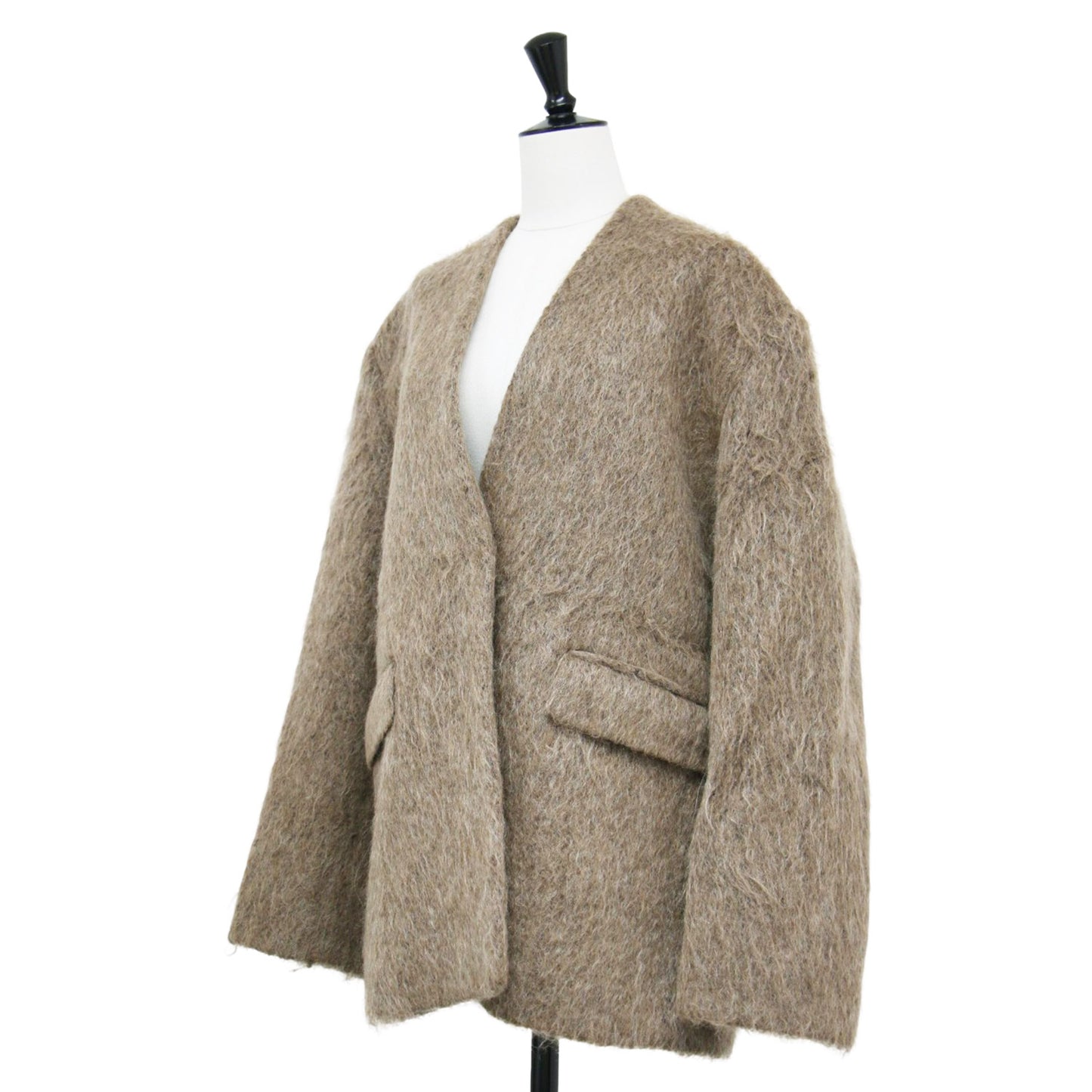 23秋冬 RIAM シャギー コート ジャケット / ショート丈 Vネック 長袖 ウール アルパカ モヘヤ