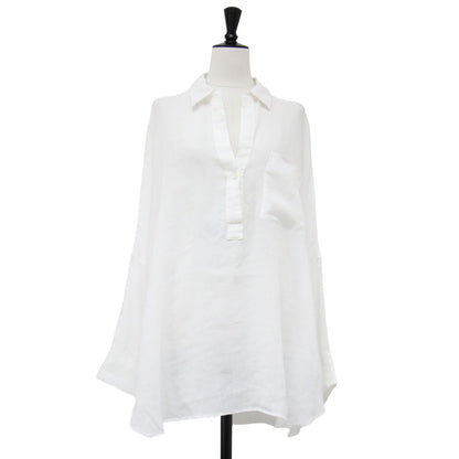 24春夏 ラミー リヨセル ルーズ ブラウス / RAMIE LYOCELL LOOSE シャツ 長袖 スキッパー