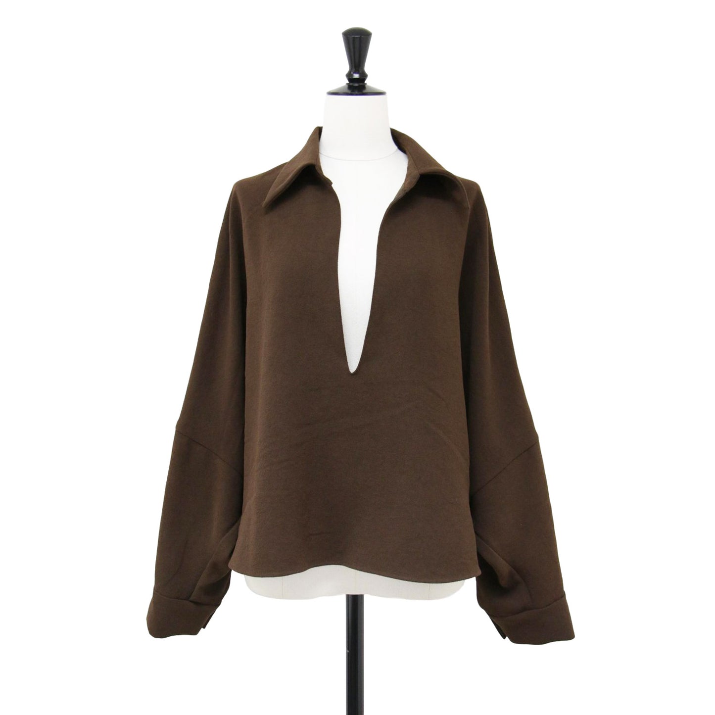 24秋冬 ジョーゼット スキッパー ブラウス / 長袖 Vネック ドルマン