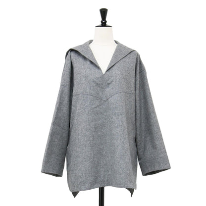 21秋冬 ウール セーラーカラー シャツ / Wool Sailor Collar Shirt ブラウス プルオーバー 長袖