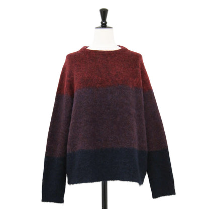 モヘア ボーダー クルーネック ニット / プルオーバー 長袖 配色 ウール