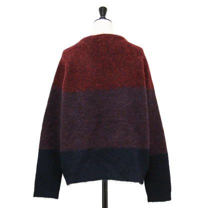 モヘア ボーダー クルーネック ニット / プルオーバー 長袖 配色 ウール