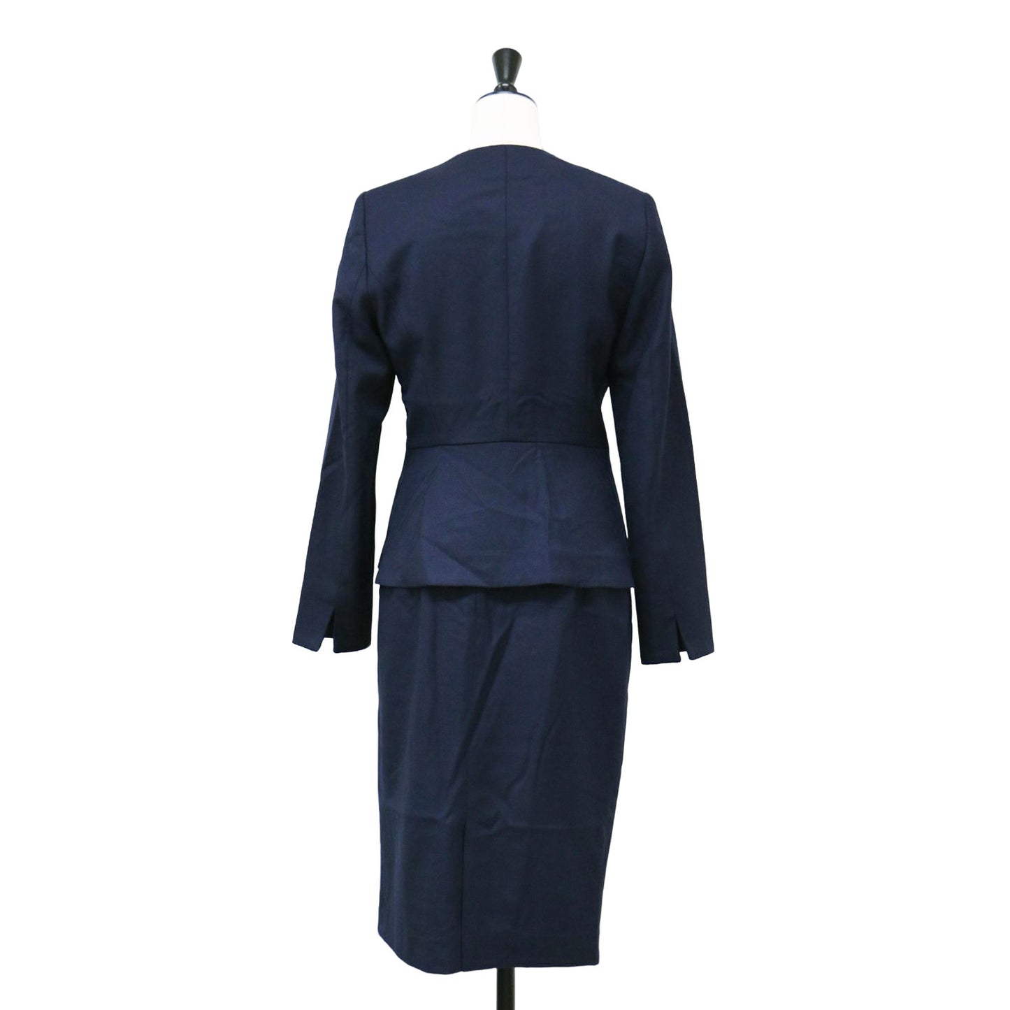 ジャケット スカート セットアップ / スーツ ノーカラー ミディ丈 タイト ウール