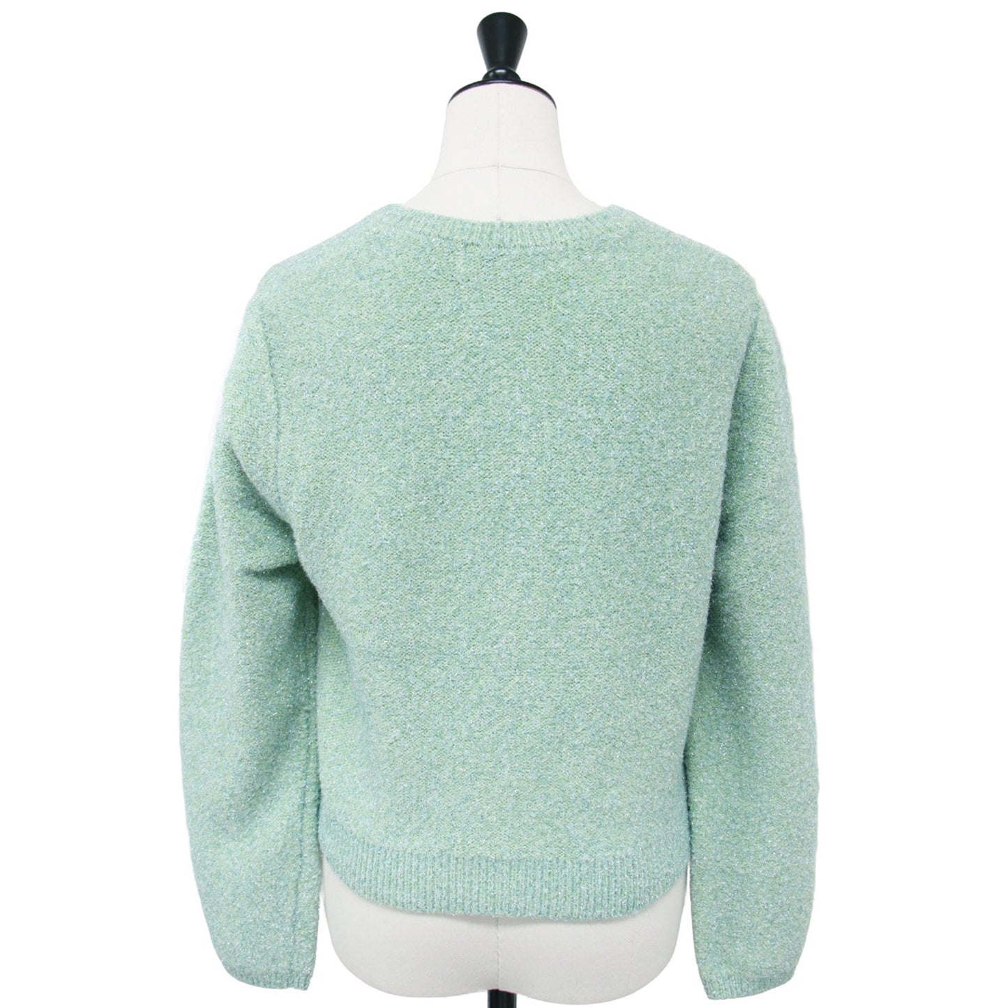 24秋冬 sophi キラキラ フェザー クルーネック カーディガン / ニット 長袖 クルーネック ラメ ウール カシミヤ混