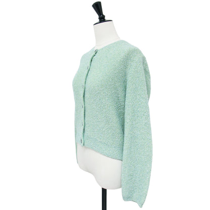 24秋冬 sophi キラキラ フェザー クルーネック カーディガン / ニット 長袖 クルーネック ラメ ウール カシミヤ混
