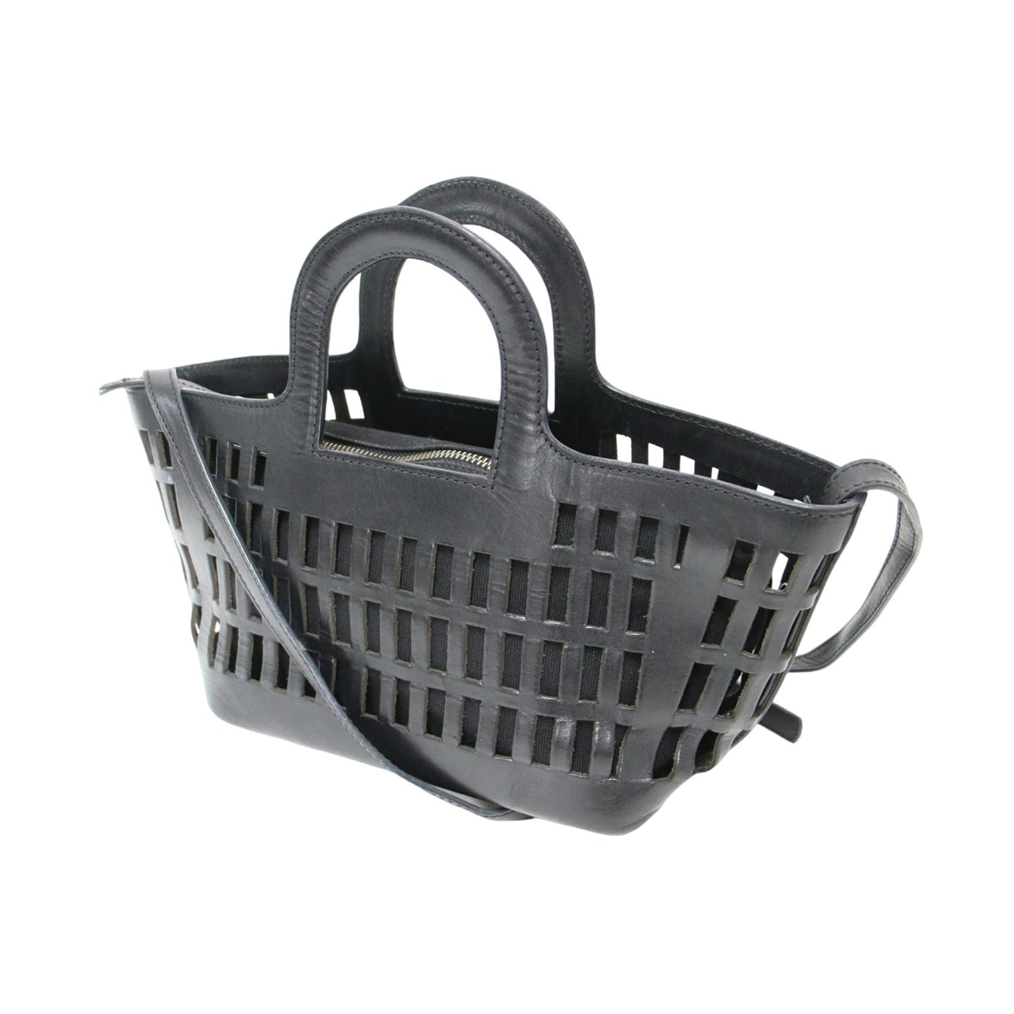カウレザー メッシュ トートバッグ / ハンドバッグ ショルダー 2WAY ポーチ付き