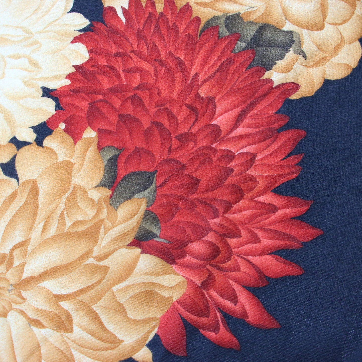 フラワープリント ストール / 大判 花柄 フリンジ ウール