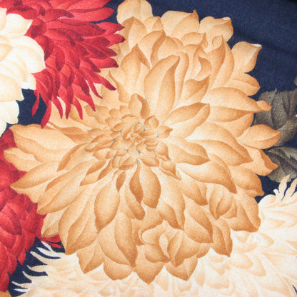 フラワープリント ストール / 大判 花柄 フリンジ ウール