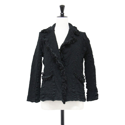 カリフラワー プリーツ テーラード ジャケット / フリル レース 長袖 シワ加工