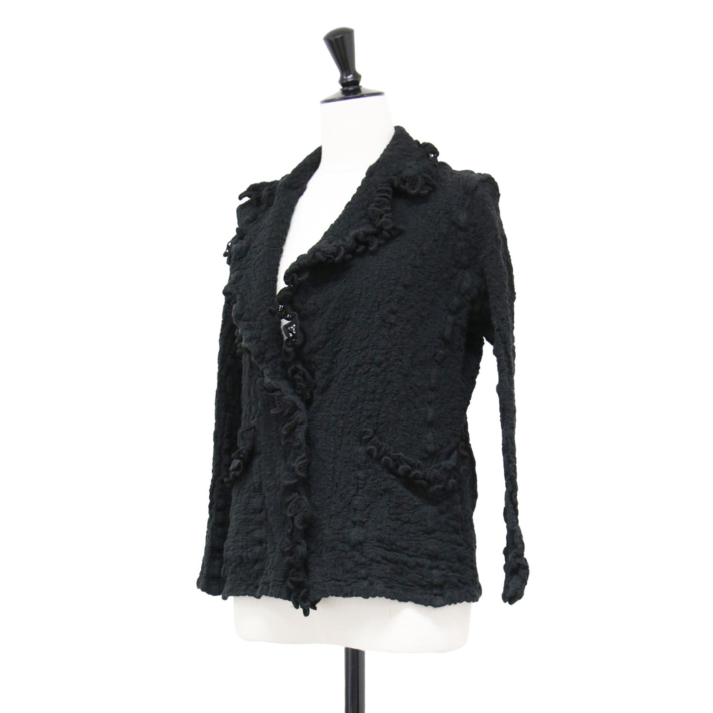 カリフラワー プリーツ テーラード ジャケット / フリル レース 長袖 シワ加工