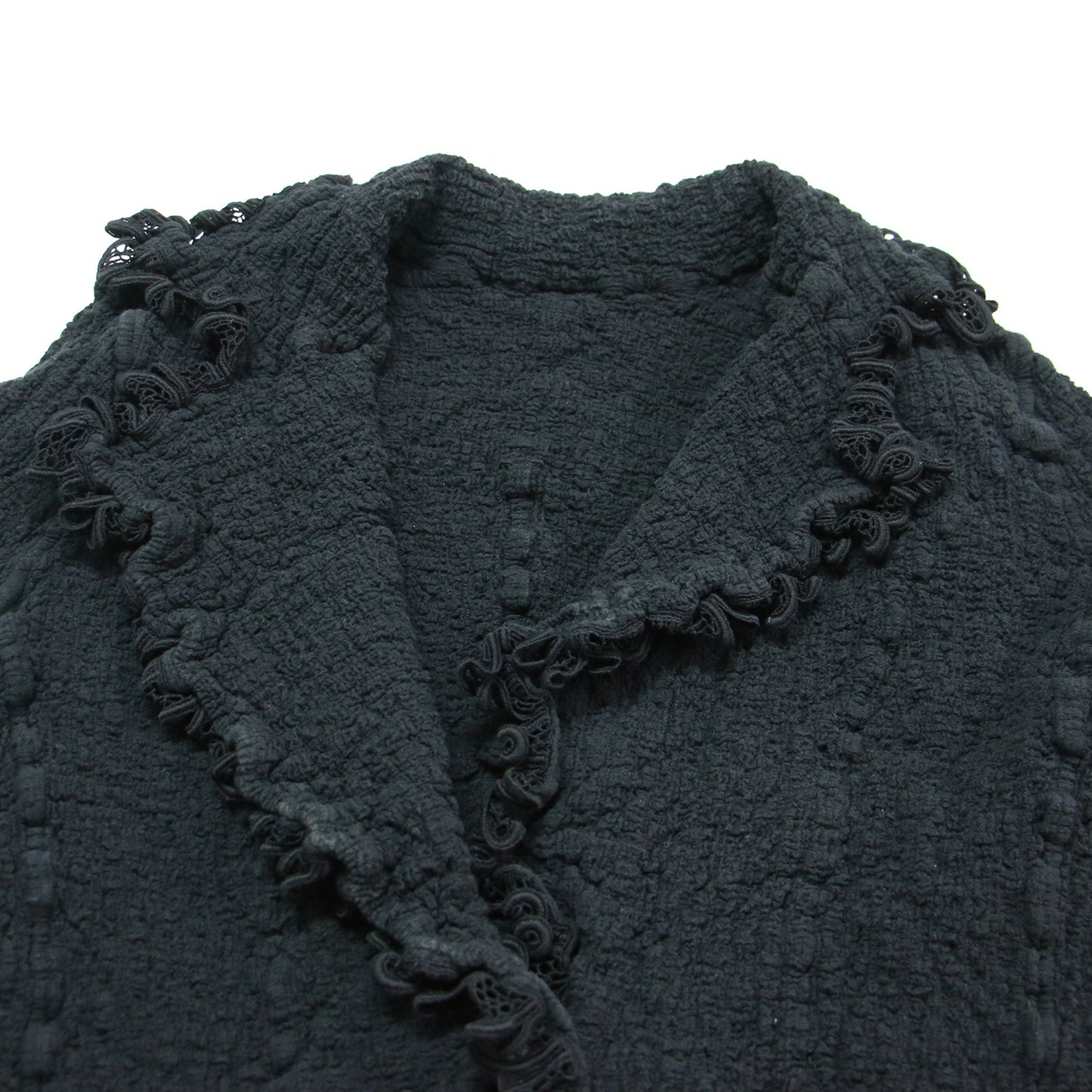 カリフラワー プリーツ テーラード ジャケット / フリル レース 長袖 シワ加工