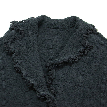 カリフラワー プリーツ テーラード ジャケット / フリル レース 長袖 シワ加工