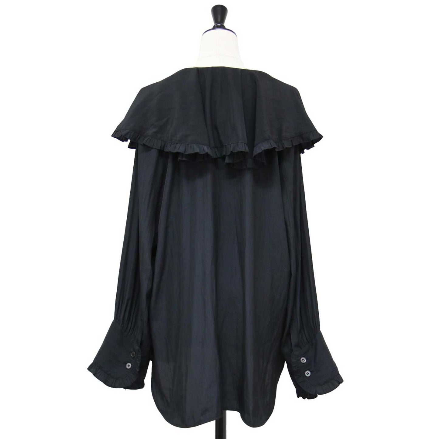 ビンテージ デシンフリル ブラウス / 長袖 ビッグカラー Vネック