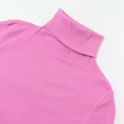 ハイネック リブ ロングスリーブ カットソー / HIGH NECK RIB ロンT 長袖 コットン