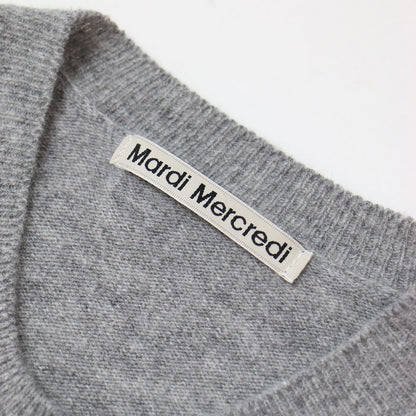 カシミヤ ブレンド ラウンドネック カーディガン / CASHMERE BLENDED CARDIGAN ROUND NECK ニット 長袖 FLOWER MARDI フラワー 刺繍