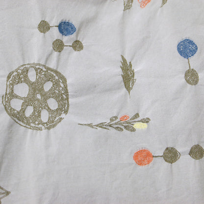 ニットコンビ 刺繍 ロング ワンピース / ボトルネック 7分袖 Aライン コットン ポリエステル 総柄