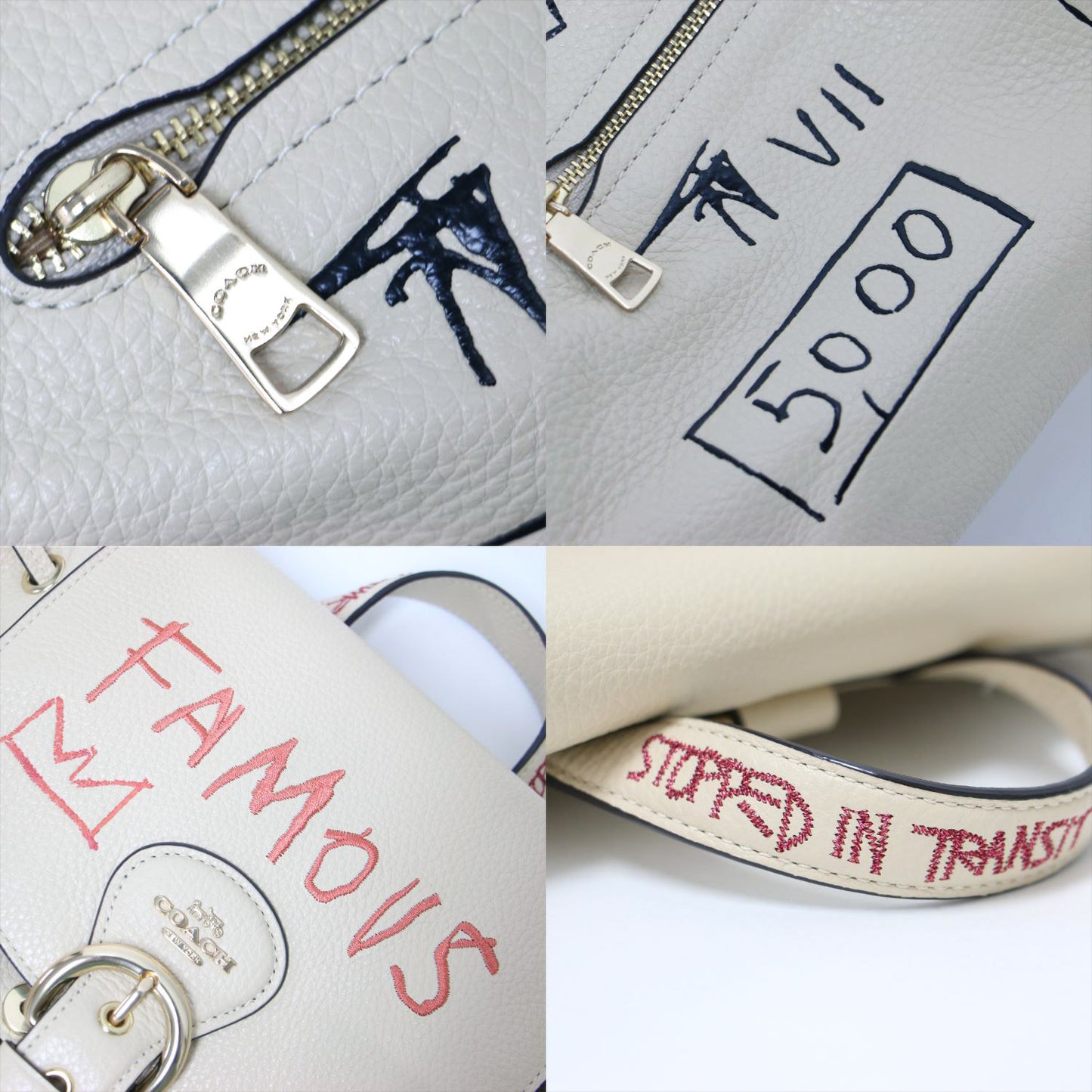 X Jean Michel Basquiat コラボ レザー バックパック / リュック ロゴ 刺繍 プリント バスキア