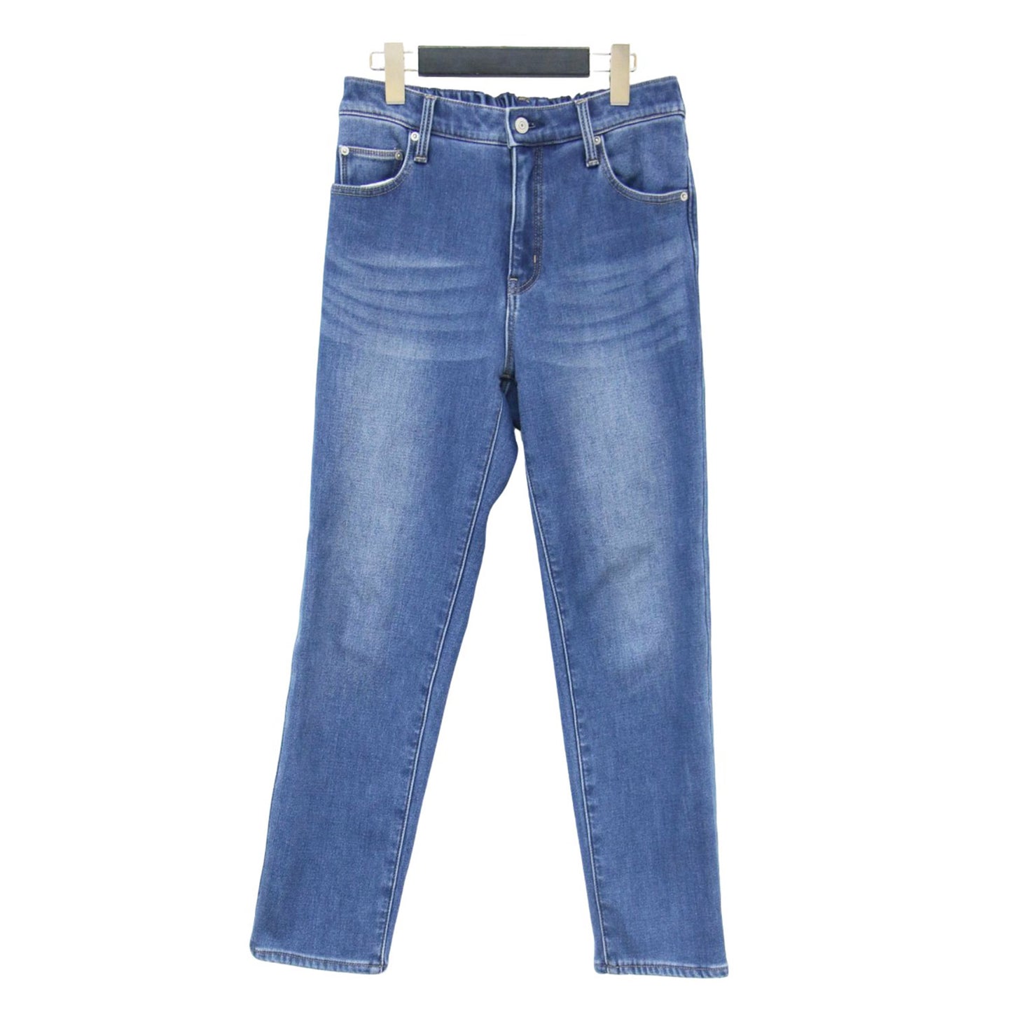 裏起毛 デニム パンツ / テーパード ストレッチ ウエストゴム コットン