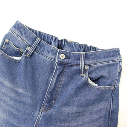 裏起毛 デニム パンツ / テーパード ストレッチ ウエストゴム コットン