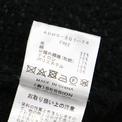 ニット ツイード ジャケット / カーディガン 長袖 ノーカラー ボタンレス フリンジ 金釦 ウール コットン