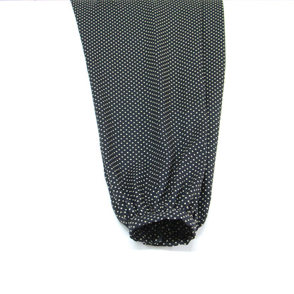 ミニドット プリント ボウタイ ブラウス / 長袖 バックサテン地 ギャザー