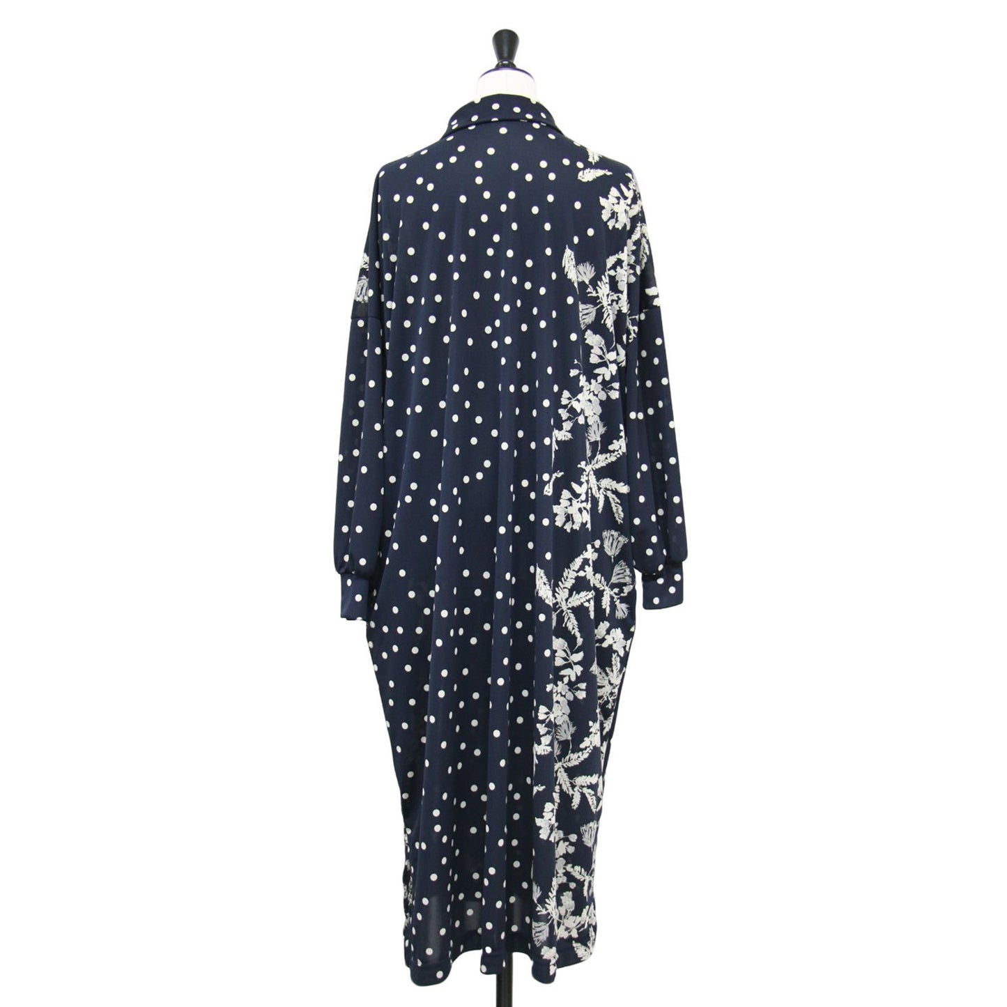 24春夏 ドット シャツ ワンピース / ロング丈 長袖 花柄 フラワー