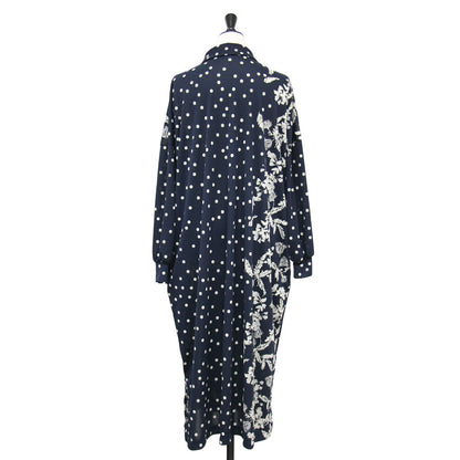 24春夏 ドット シャツ ワンピース / ロング丈 長袖 花柄 フラワー