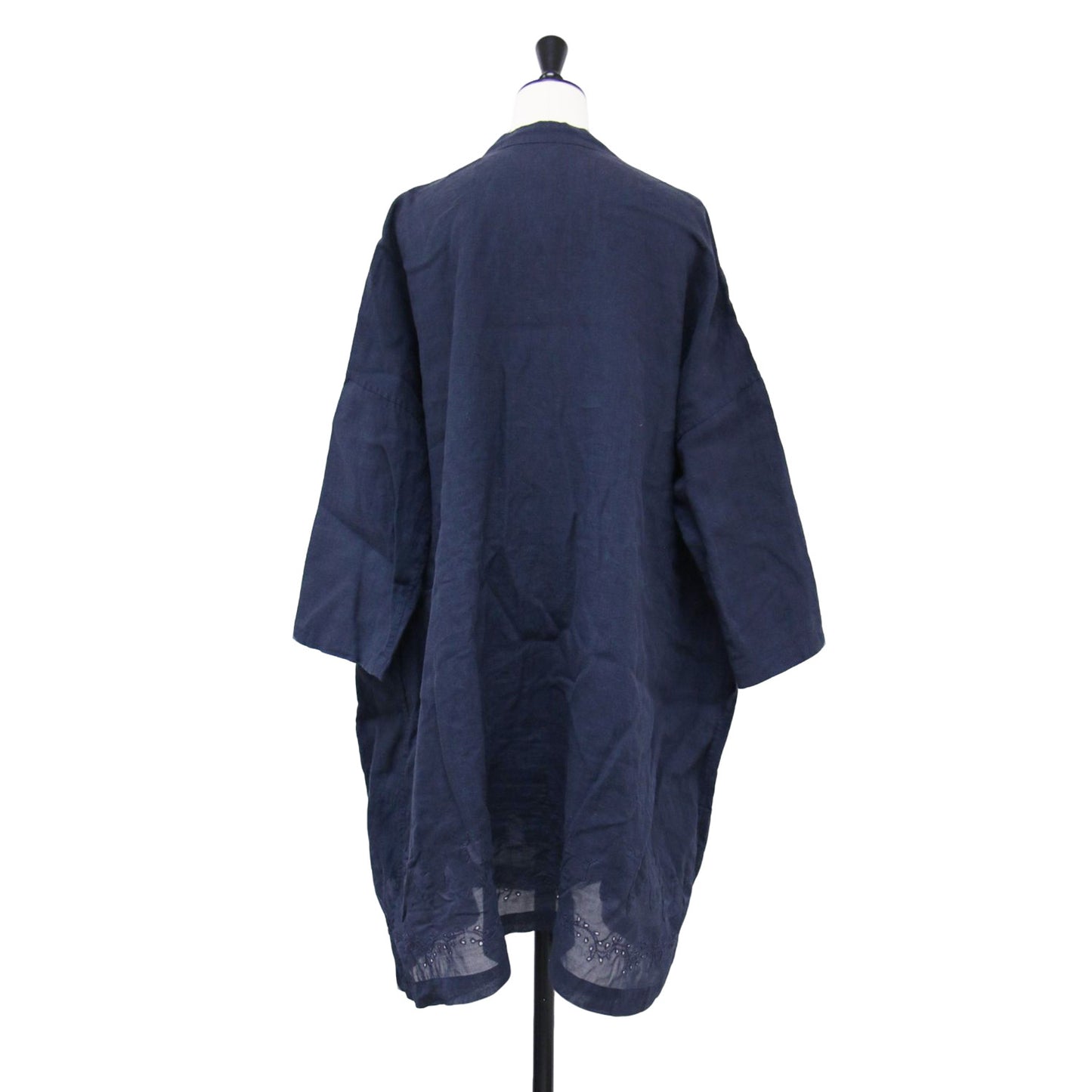 リネン ロング カーディガン / 長袖 ハンド刺繍 コットンボイル