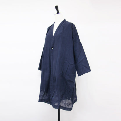 リネン ロング カーディガン / 長袖 ハンド刺繍 コットンボイル