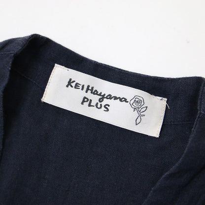 リネン ロング カーディガン / 長袖 ハンド刺繍 コットンボイル