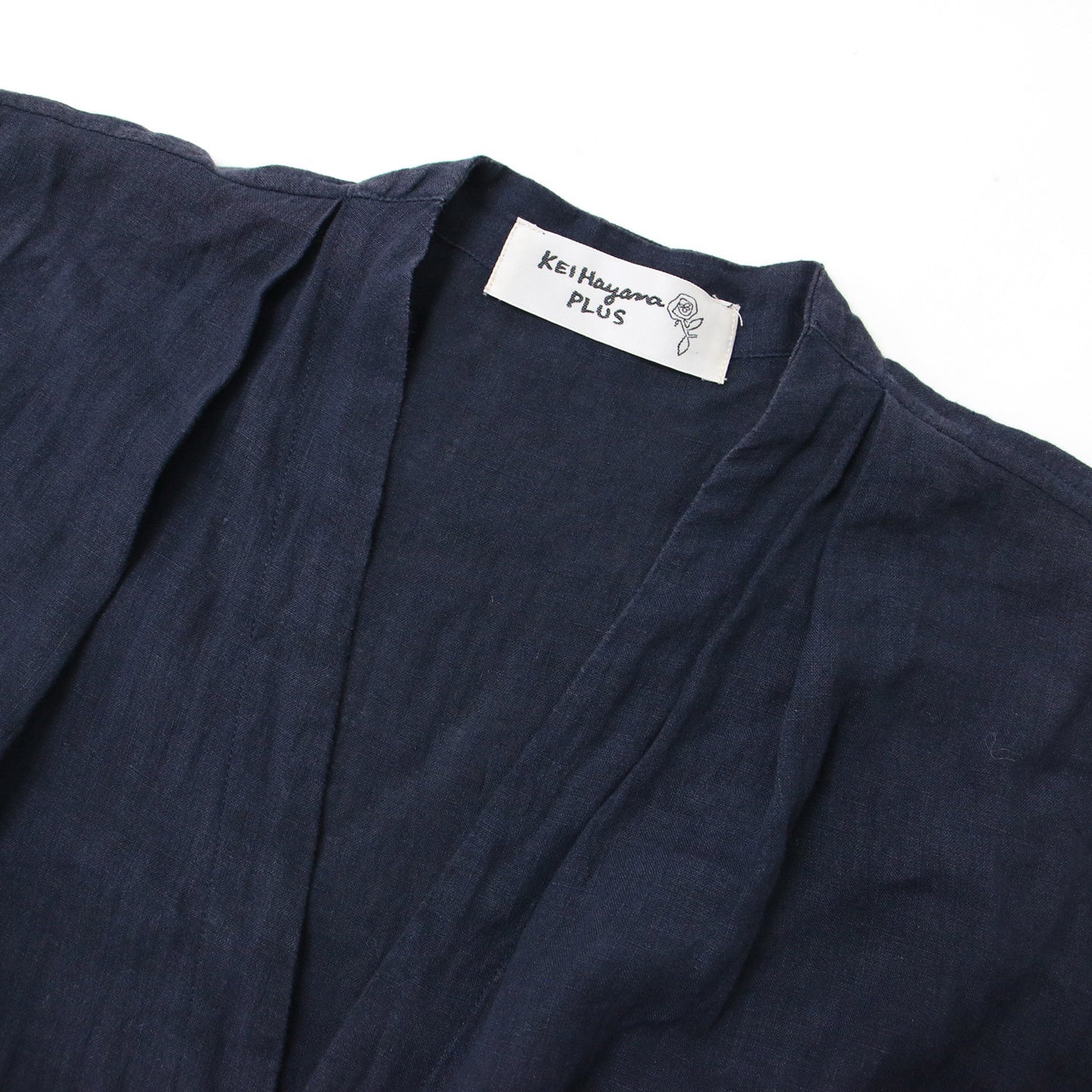 リネン ロング カーディガン / 長袖 ハンド刺繍 コットンボイル