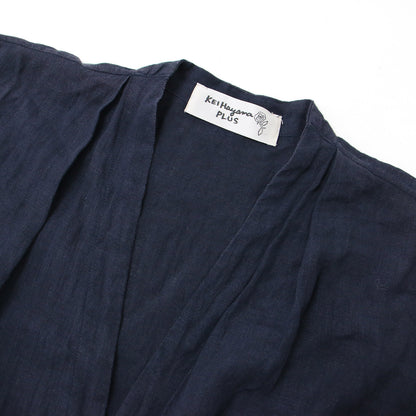 リネン ロング カーディガン / 長袖 ハンド刺繍 コットンボイル