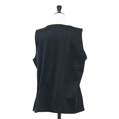 ダイヤ柄 ノースリーブ カットソー / タンクトップ 格子 ピンタック スリット コットン