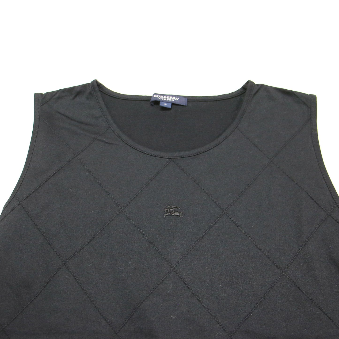 ダイヤ柄 ノースリーブ カットソー / タンクトップ 格子 ピンタック スリット コットン