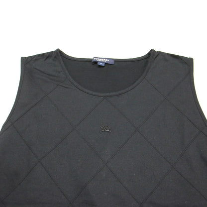 ダイヤ柄 ノースリーブ カットソー / タンクトップ 格子 ピンタック スリット コットン