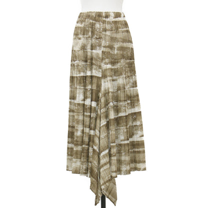 グラフィックプリント プリーツ スカート / ウエストゴム 総柄 変形